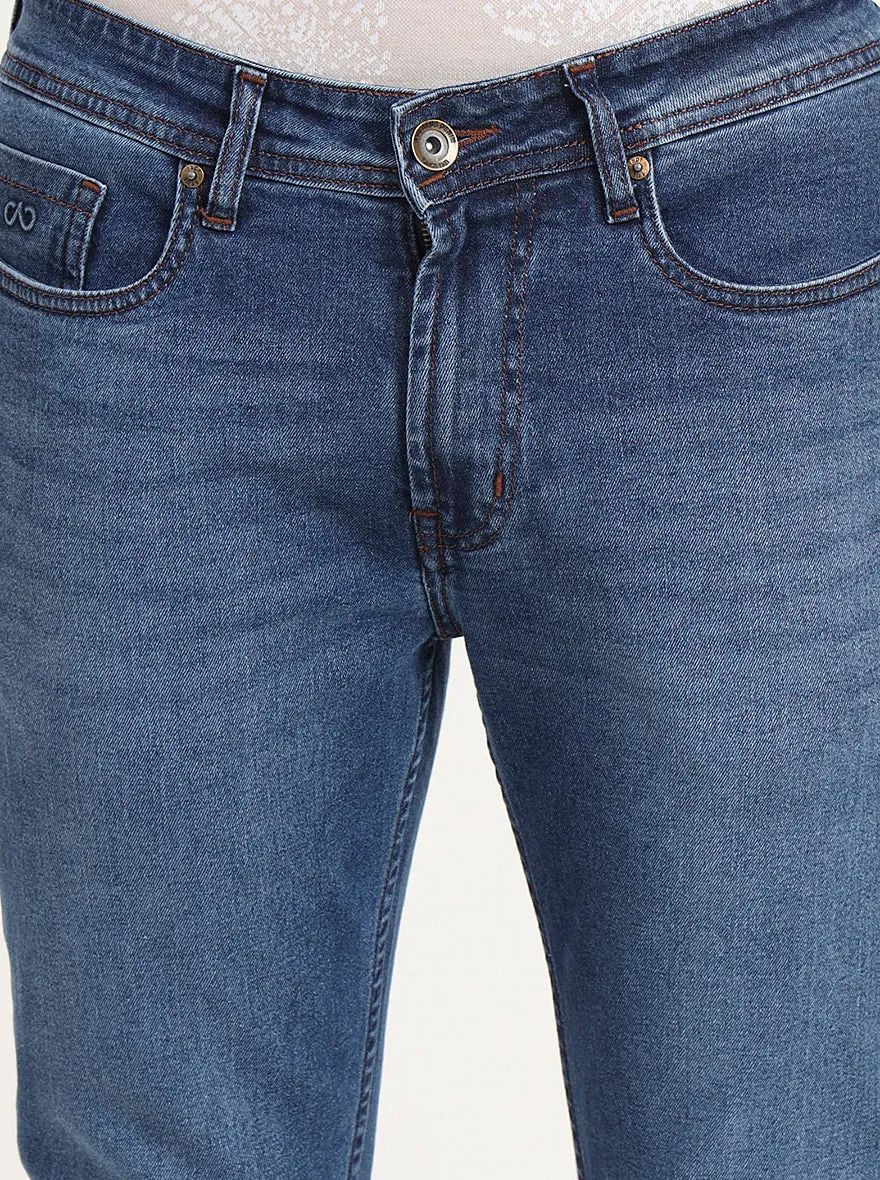 Mid Blue Washed Straight Fit Jeans | JadeBlue