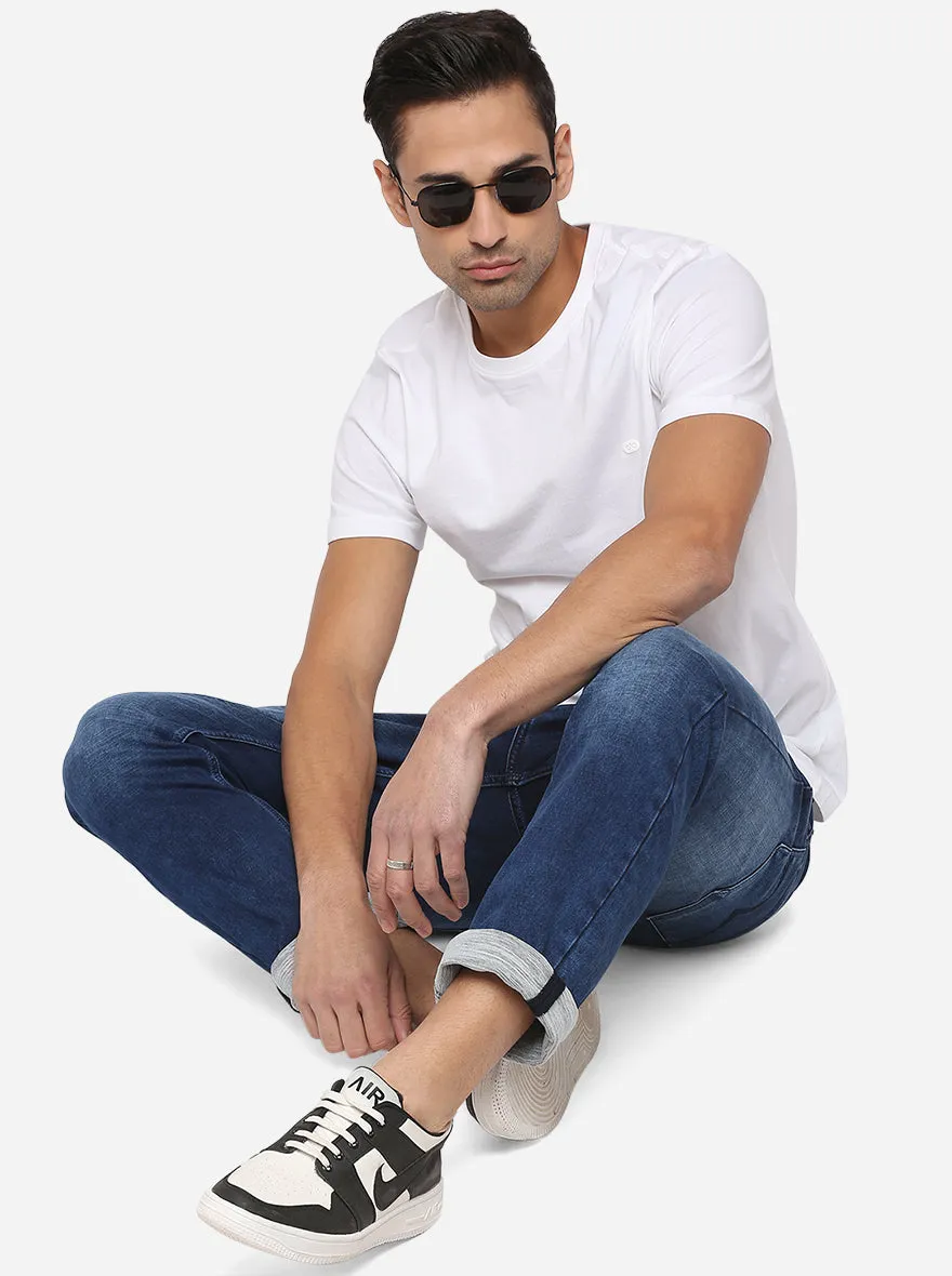 Mid Blue Washed Straight Fit Jeans | JadeBlue