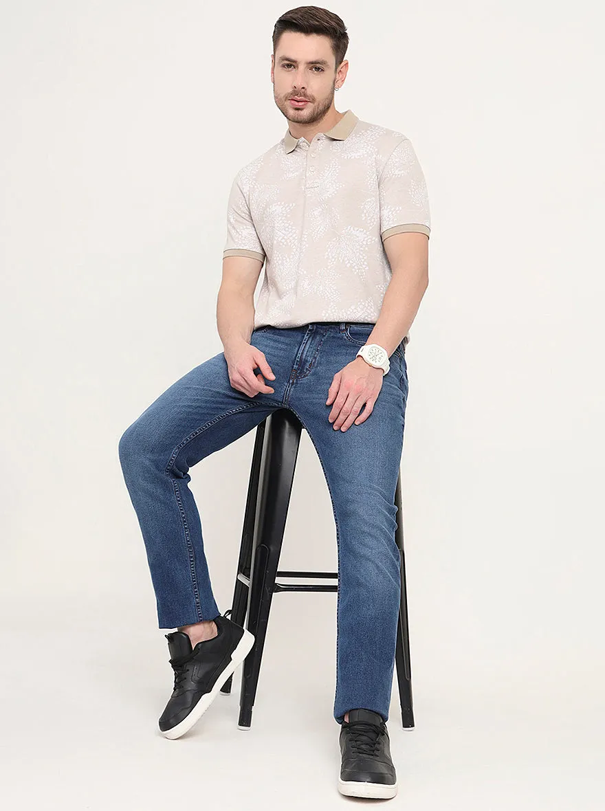 Mid Blue Washed Straight Fit Jeans | JadeBlue