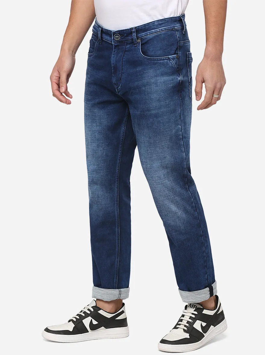 Mid Blue Washed Straight Fit Jeans | JadeBlue