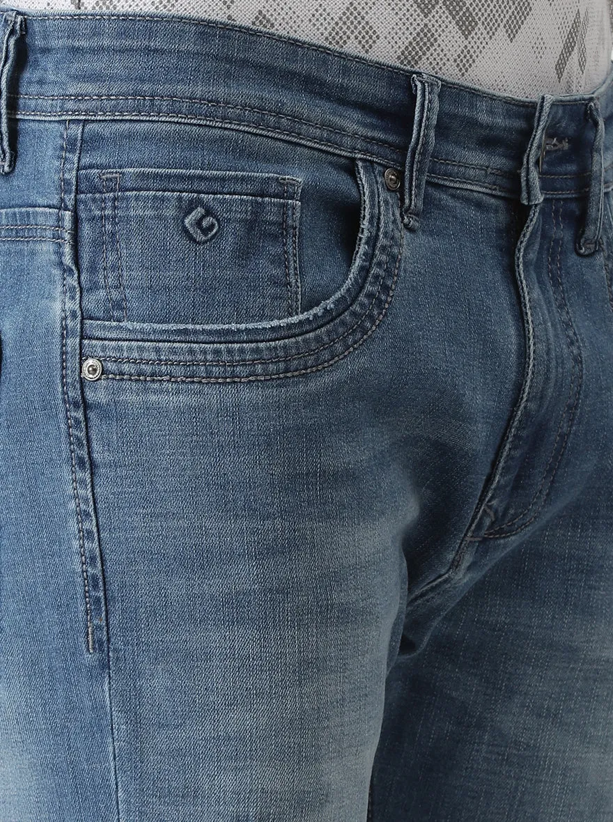 Mid Blue Washed Urban Fit Jeans | Greenfibre