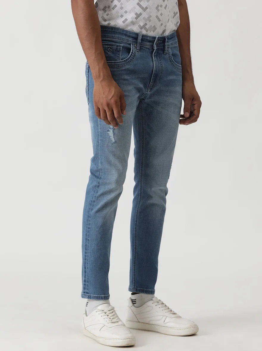 Mid Blue Washed Urban Fit Jeans | Greenfibre