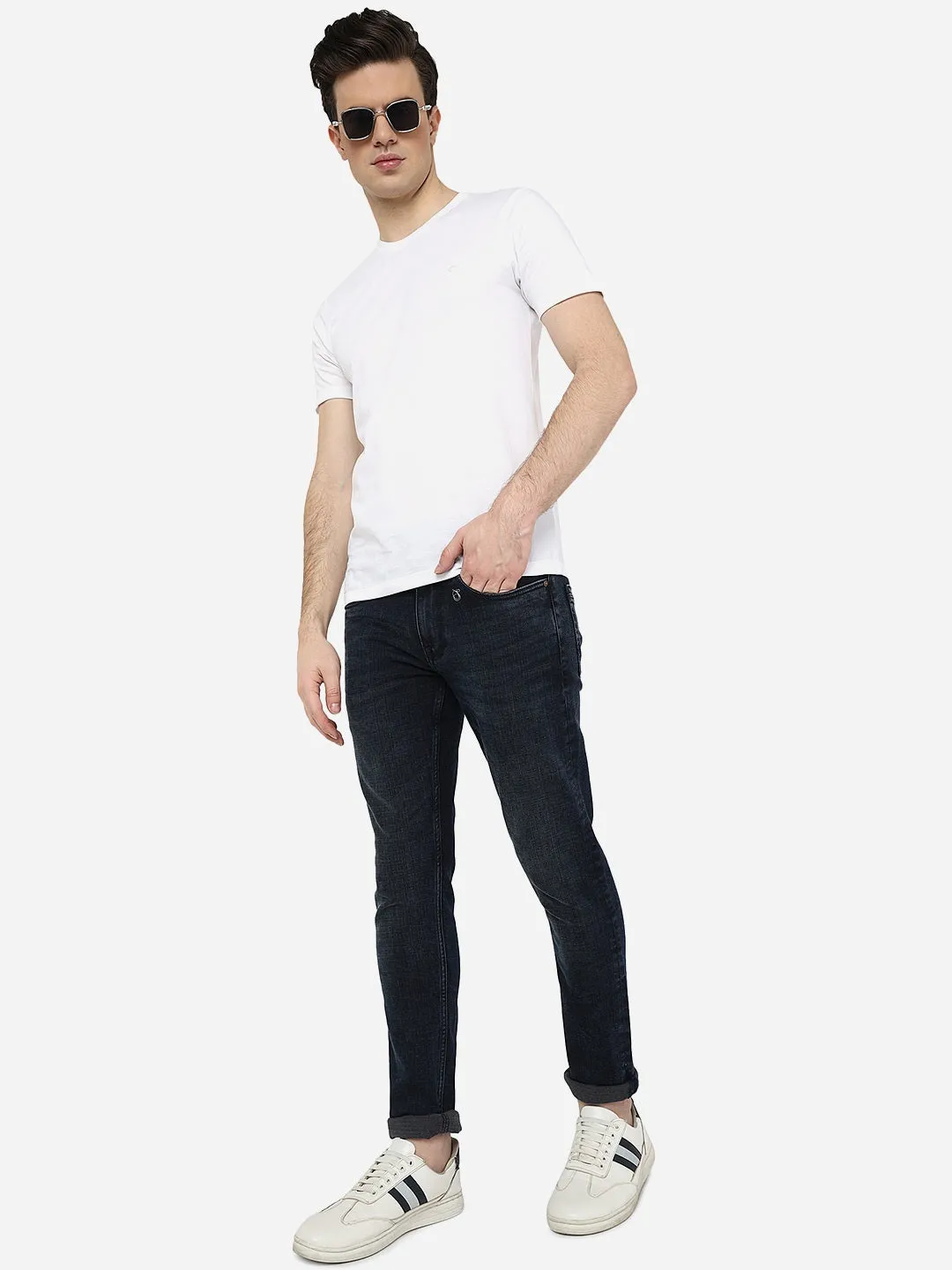 Mid Night Blue Solid Slim Fit Jeans | JadeBlue