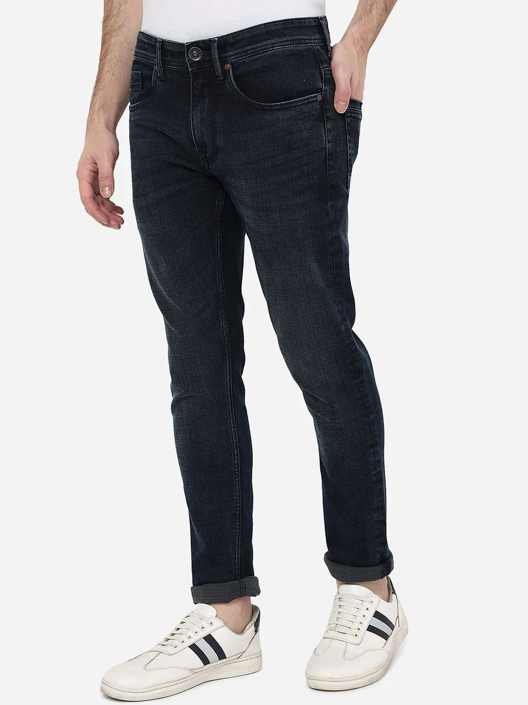 Mid Night Blue Solid Slim Fit Jeans | JadeBlue
