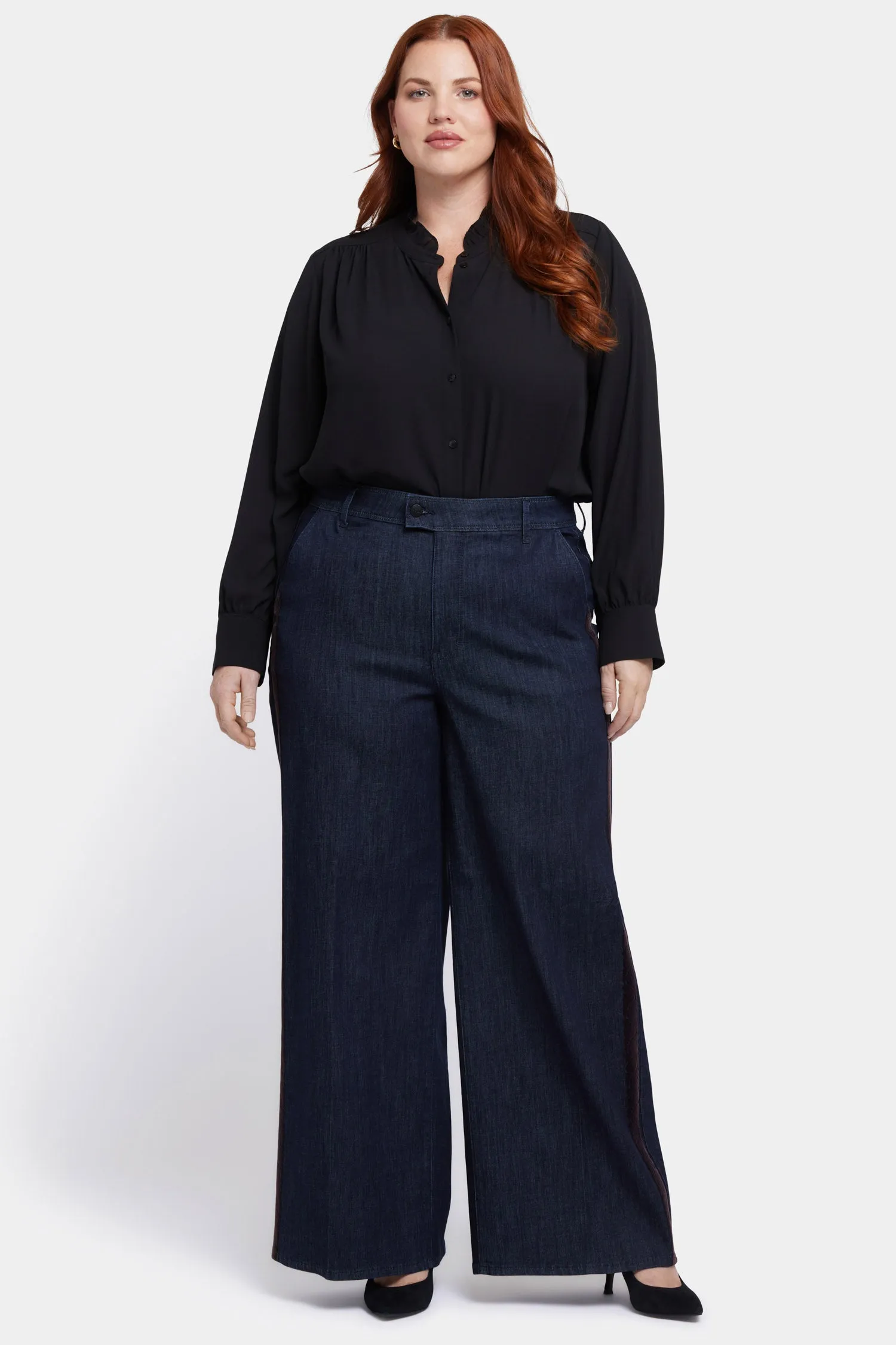 Mona Wide Leg Trouser Jeans In Plus Size - Lightweight Rinse