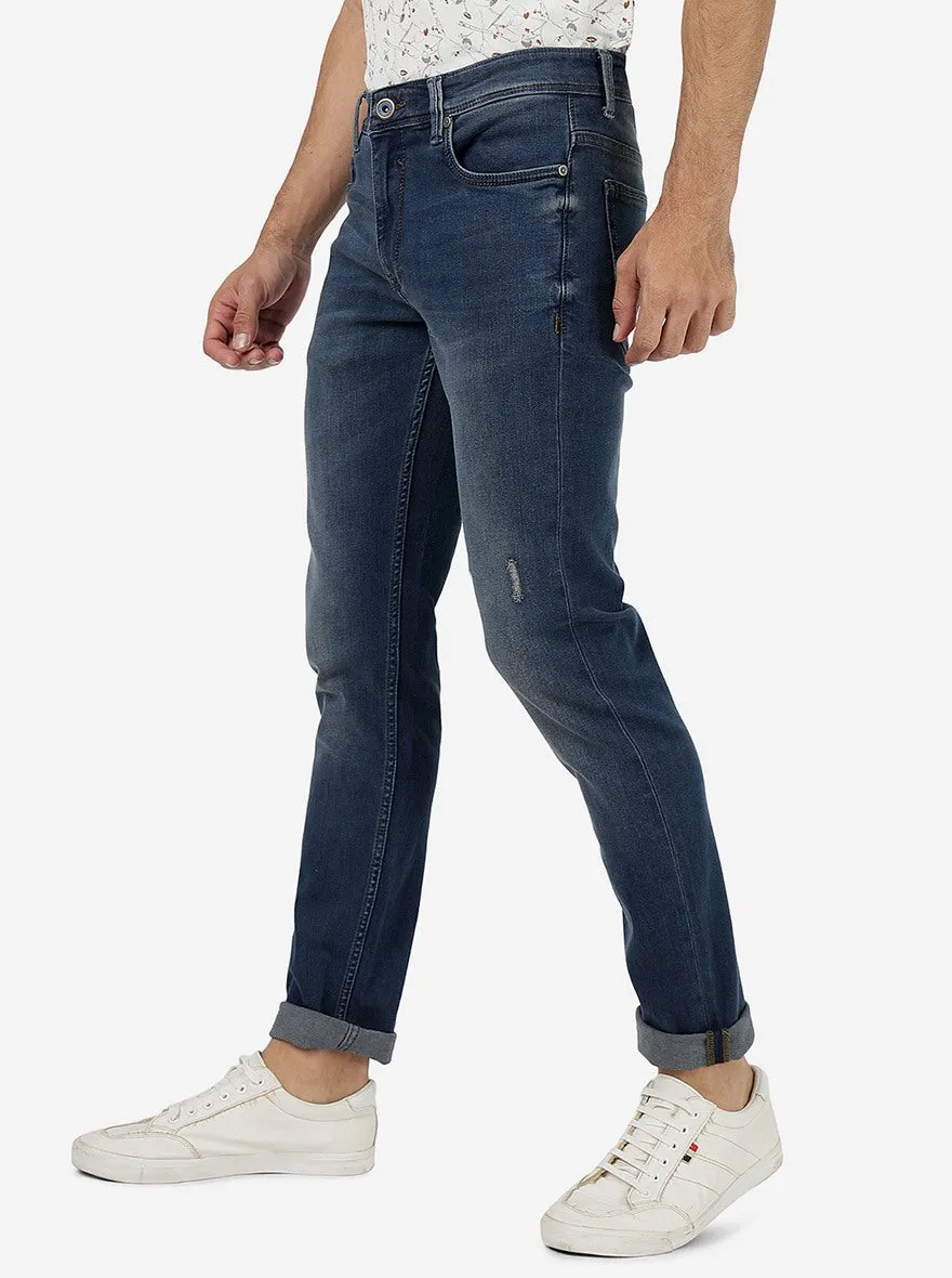 Navy Blue Washed Slim Fit Jeans | JadeBlue