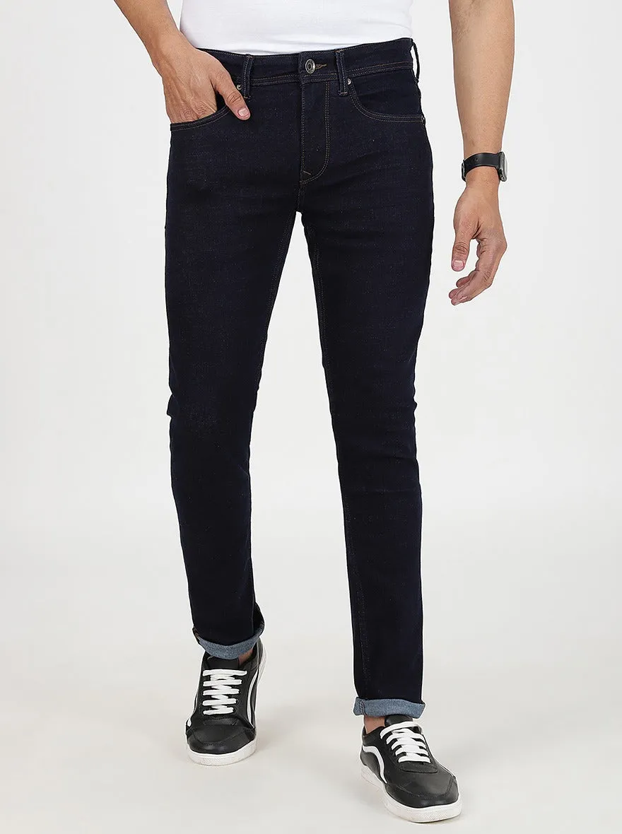 Navy Blue Washed Slim Fit Jeans | JadeBlue