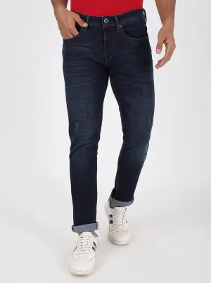 Navy Blue Washed Slim Fit Jeans | JadeBlue
