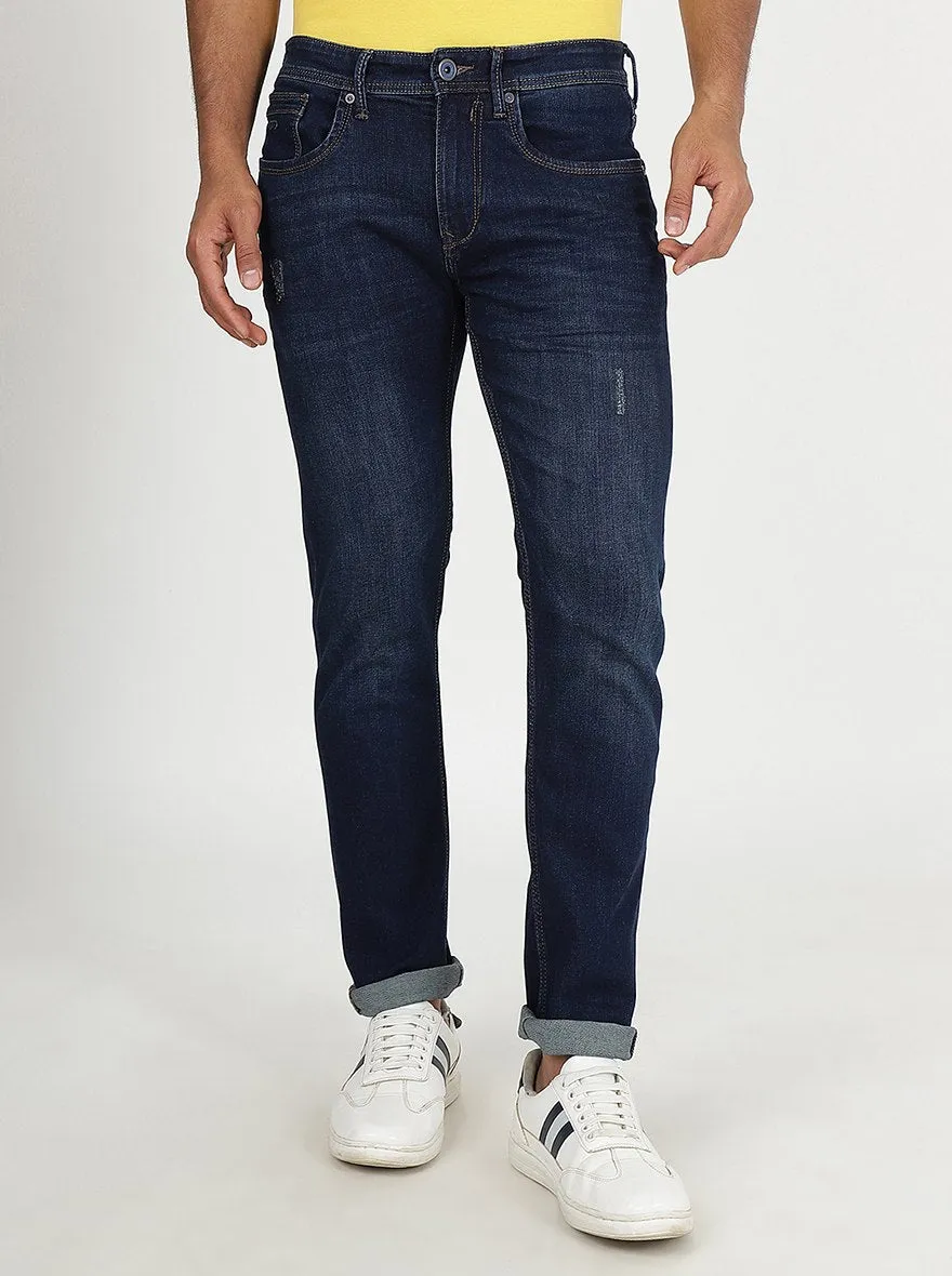 Navy Blue Washed Slim Fit Jeans | JadeBlue