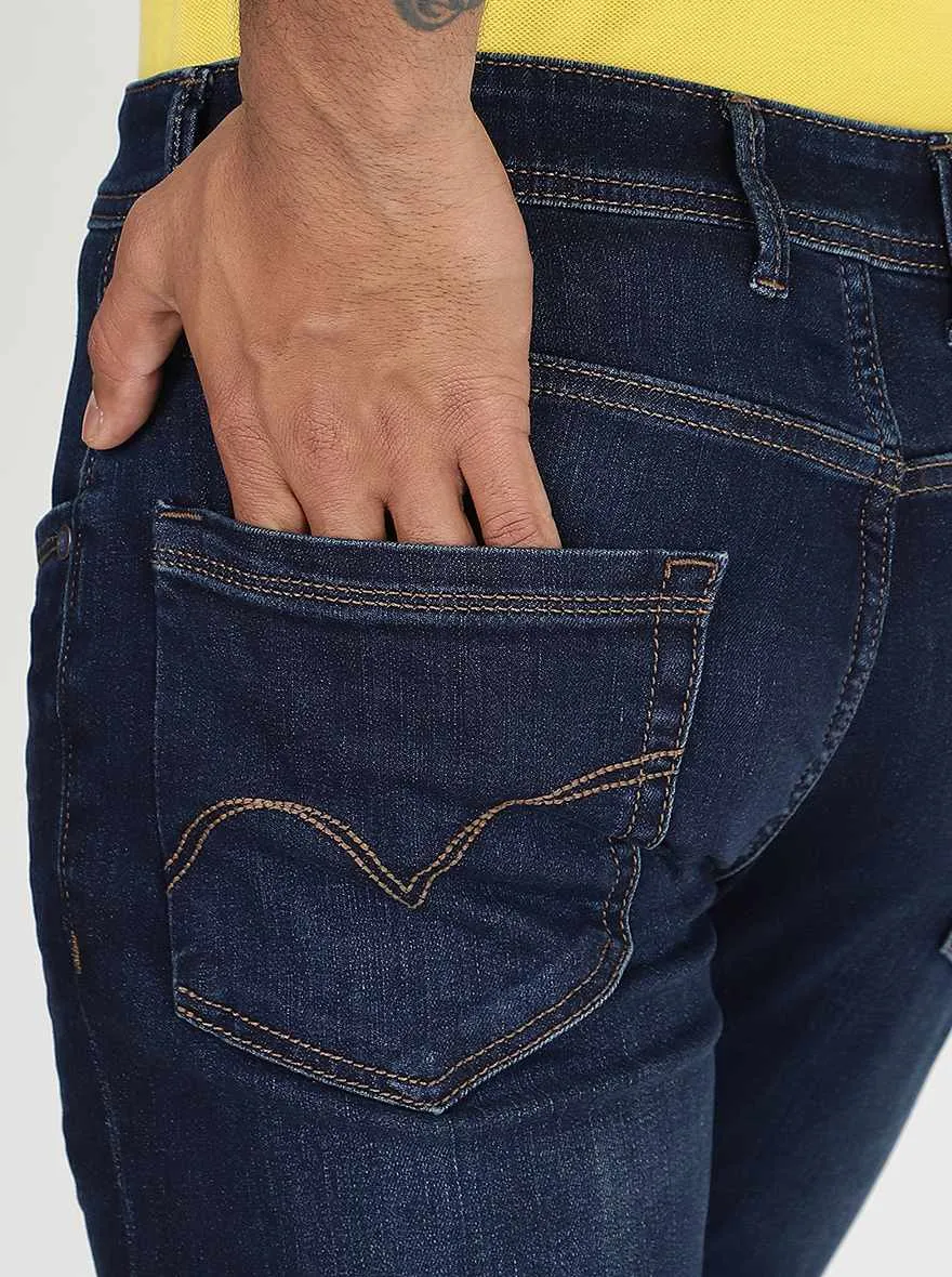 Navy Blue Washed Slim Fit Jeans | JadeBlue