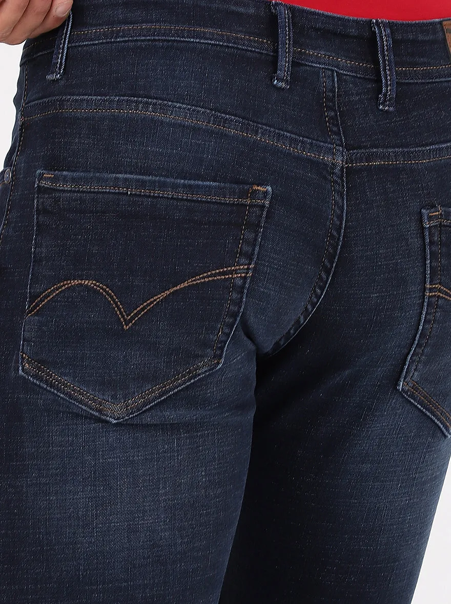Navy Blue Washed Slim Fit Jeans | JadeBlue
