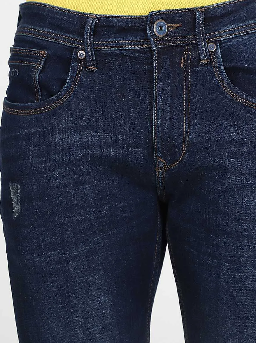 Navy Blue Washed Slim Fit Jeans | JadeBlue