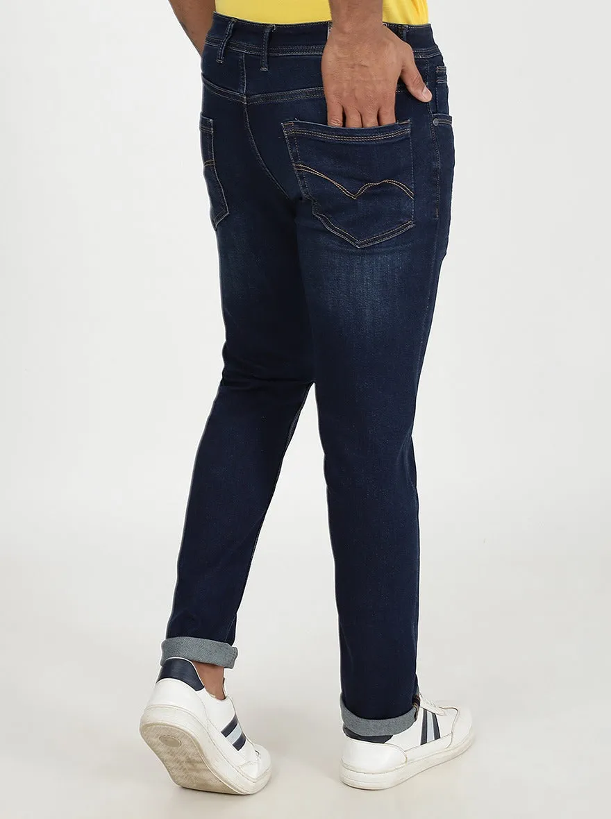 Navy Blue Washed Slim Fit Jeans | JadeBlue