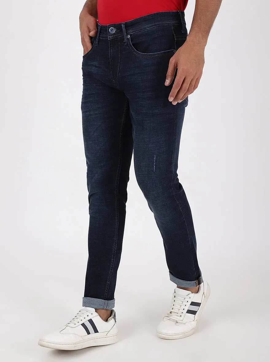 Navy Blue Washed Slim Fit Jeans | JadeBlue