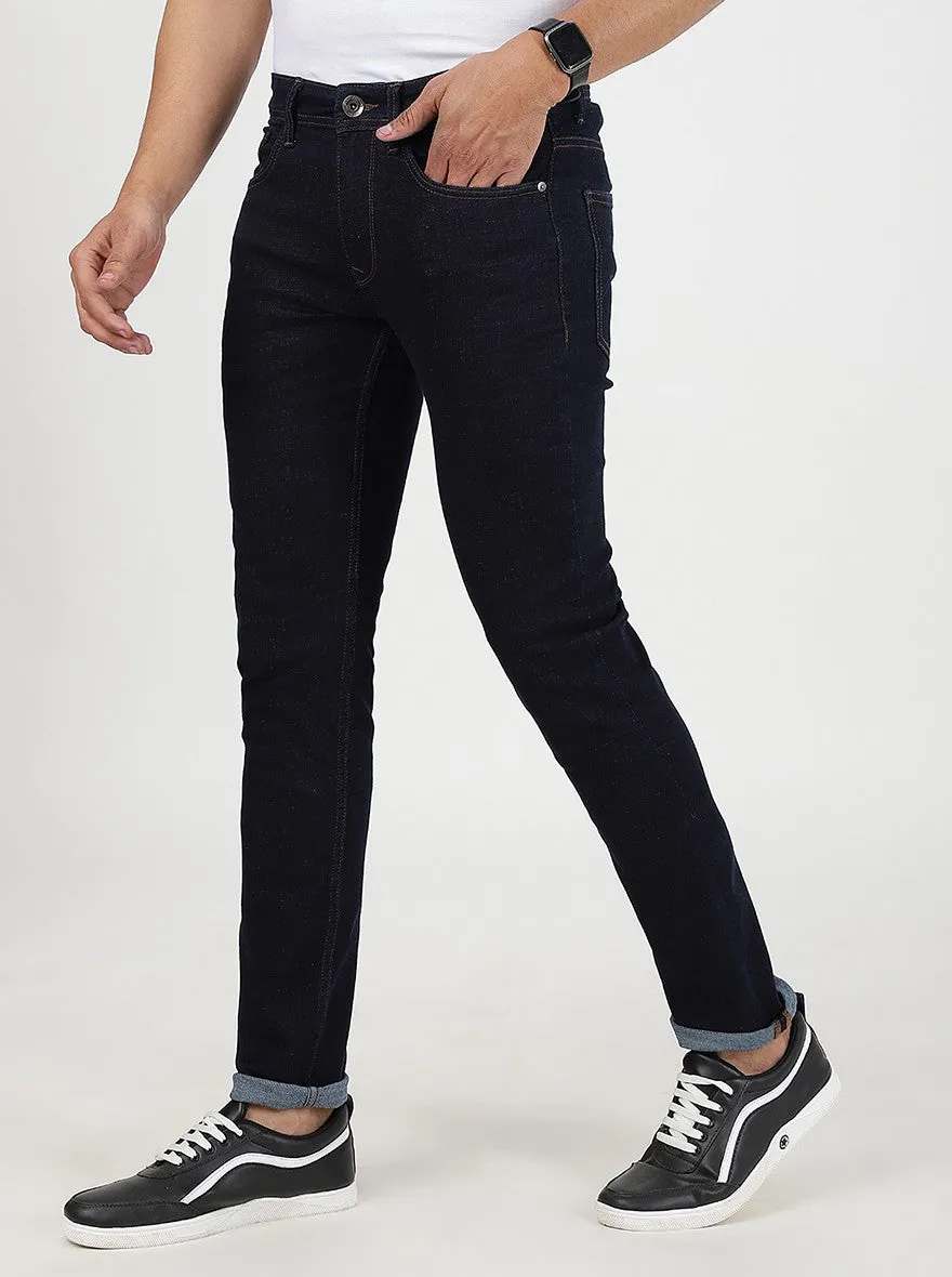 Navy Blue Washed Slim Fit Jeans | JadeBlue