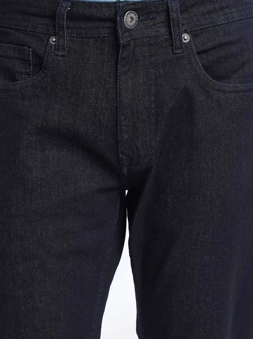 Navy Blue Washed Straight Fit Jeans | Greenfibre