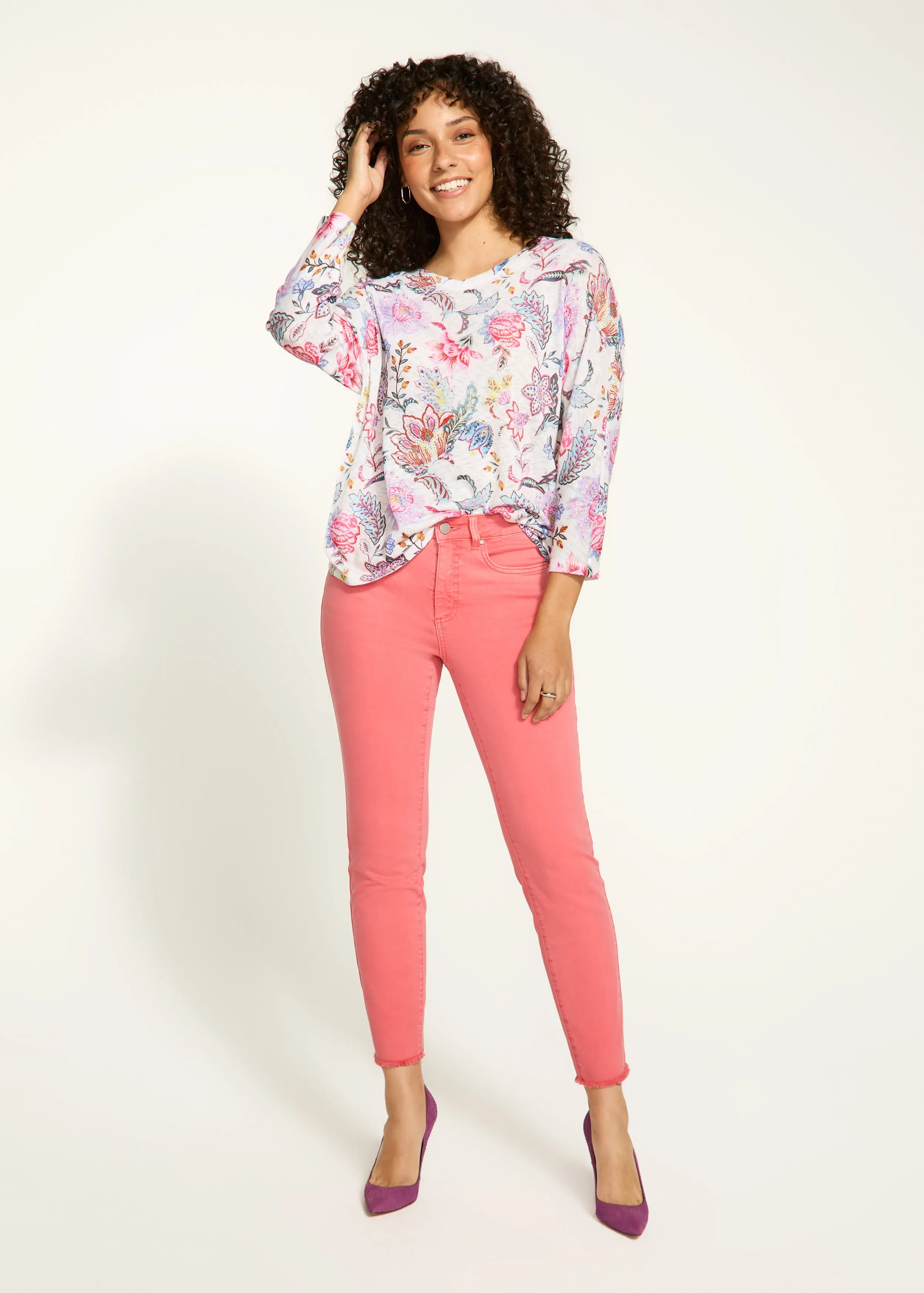 Olivia Slim Ankle Denim, Coral
