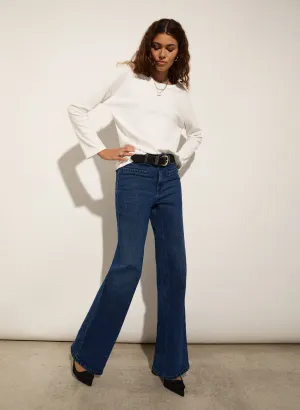 Organic Stretch Cotton Pocket Wide Leg Jeans
