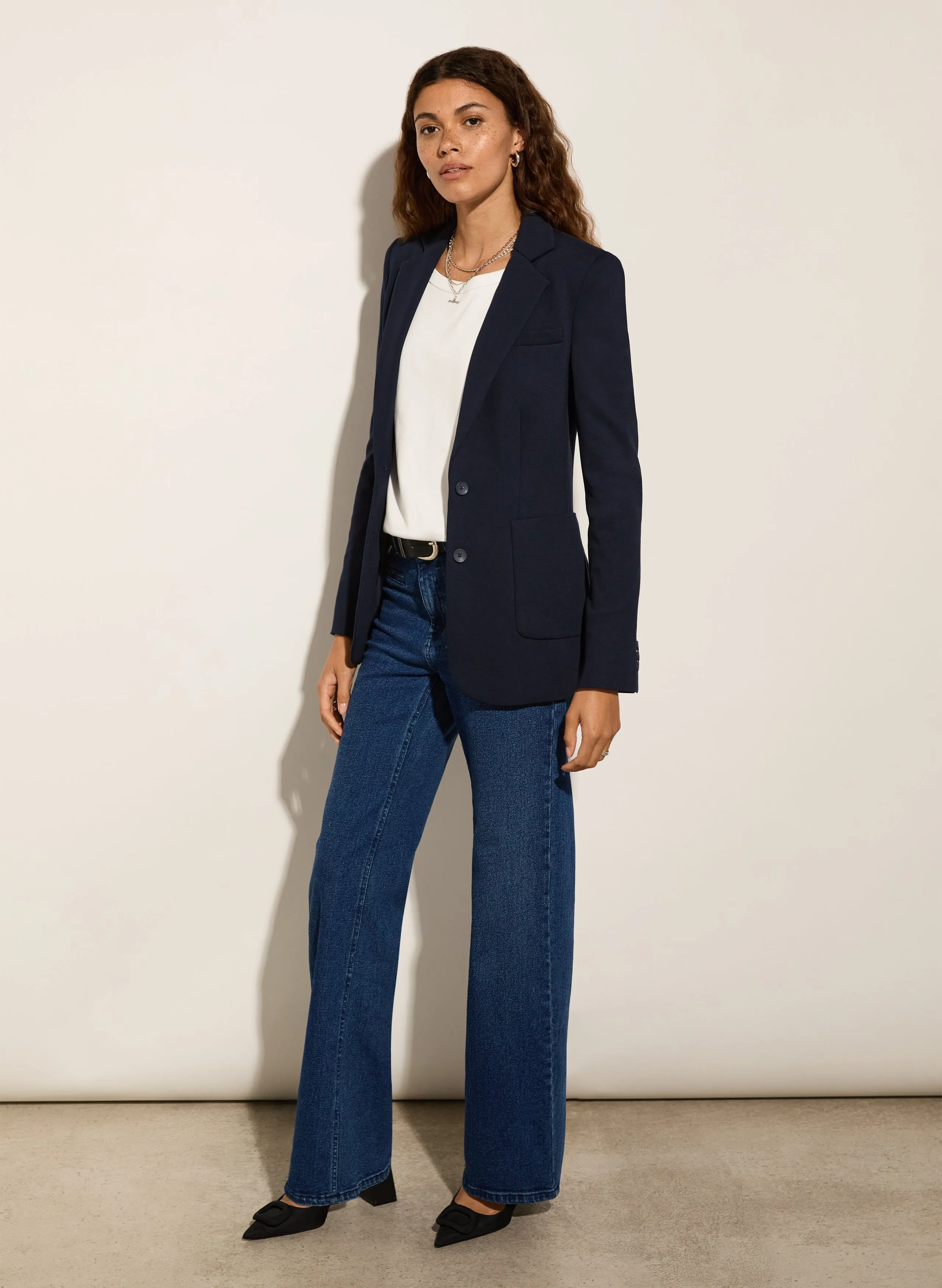 Organic Stretch Cotton Pocket Wide Leg Jeans