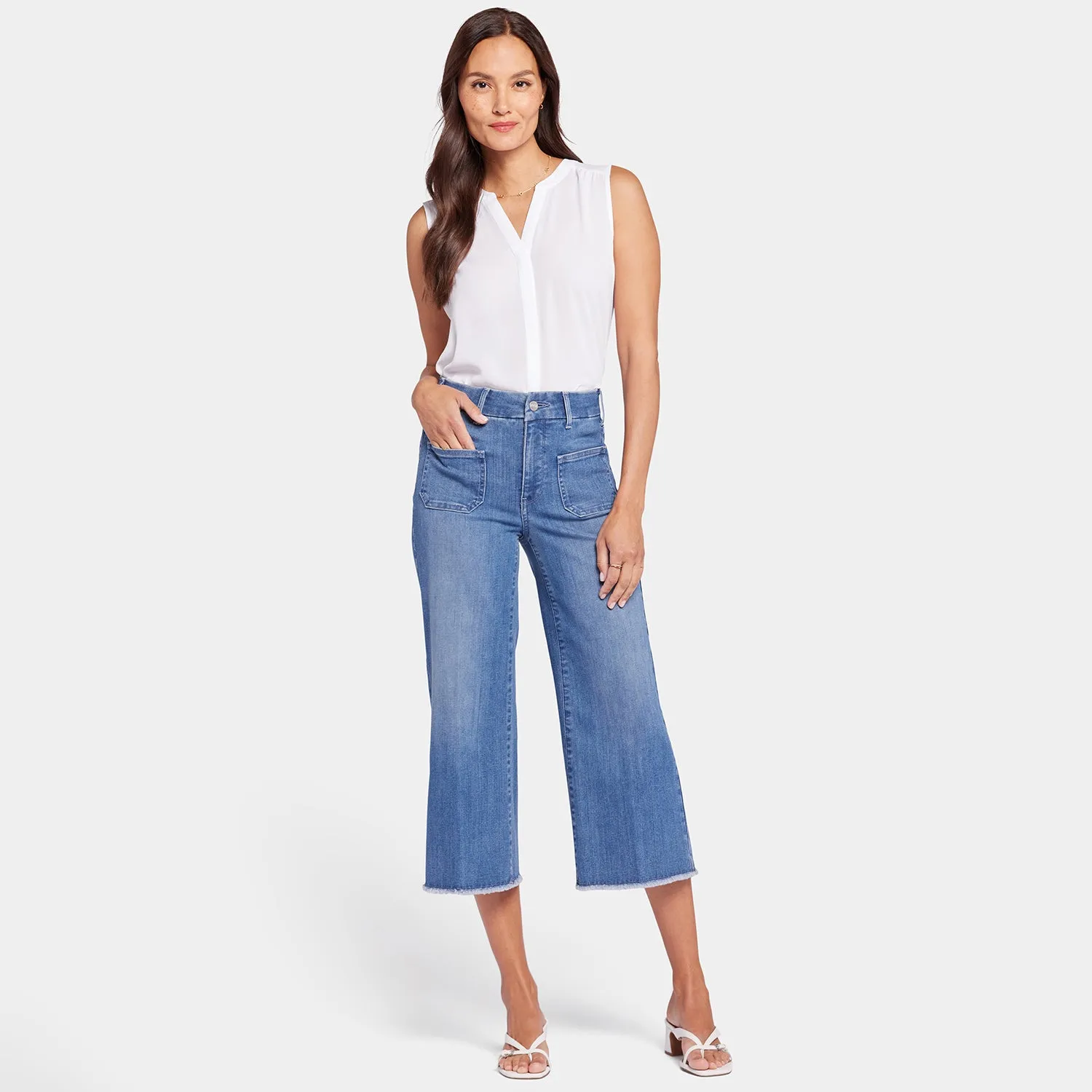Patchie Wide Leg Capri Jeans - Compass