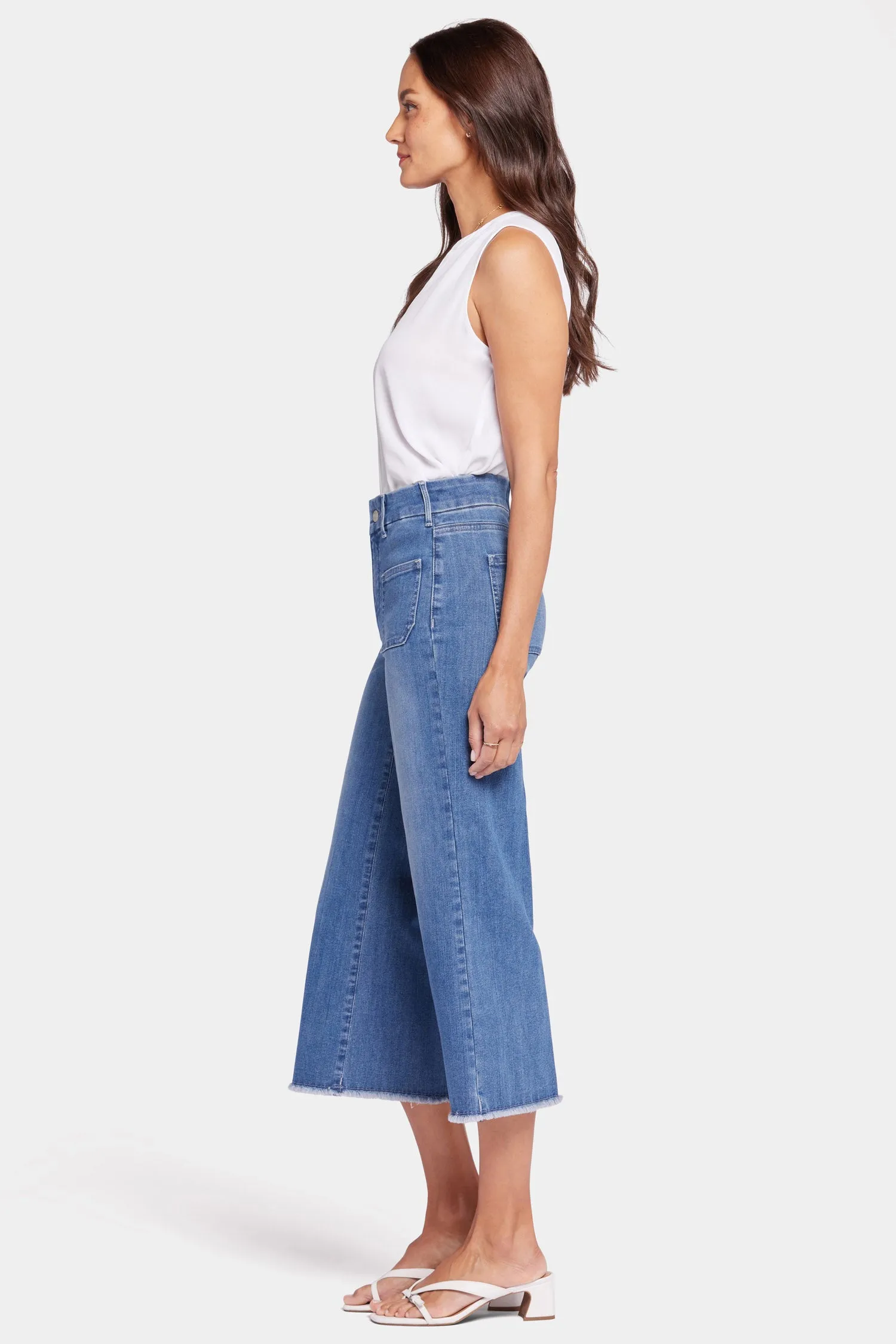 Patchie Wide Leg Capri Jeans - Compass