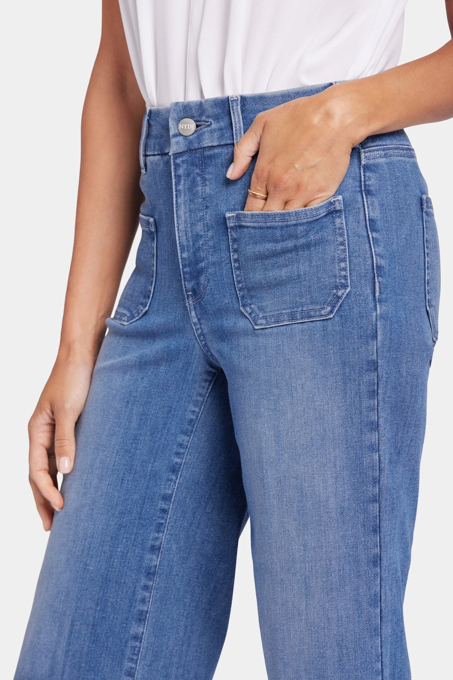 Patchie Wide Leg Capri Jeans - Compass