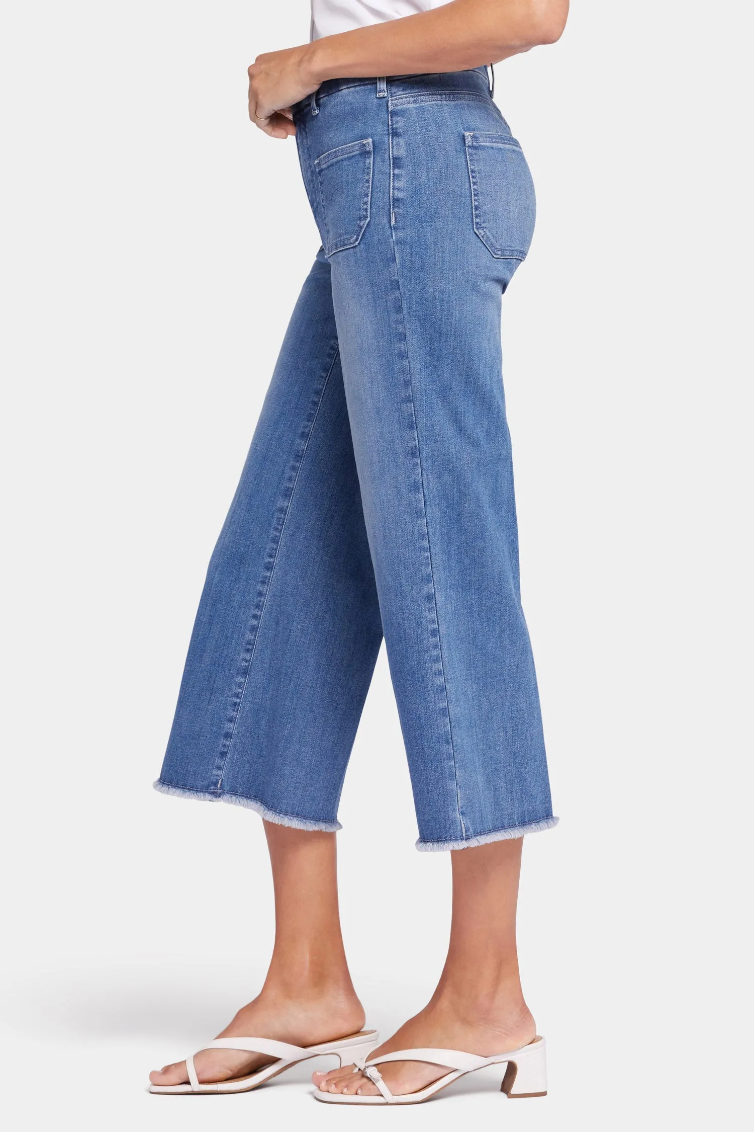 Patchie Wide Leg Capri Jeans - Compass
