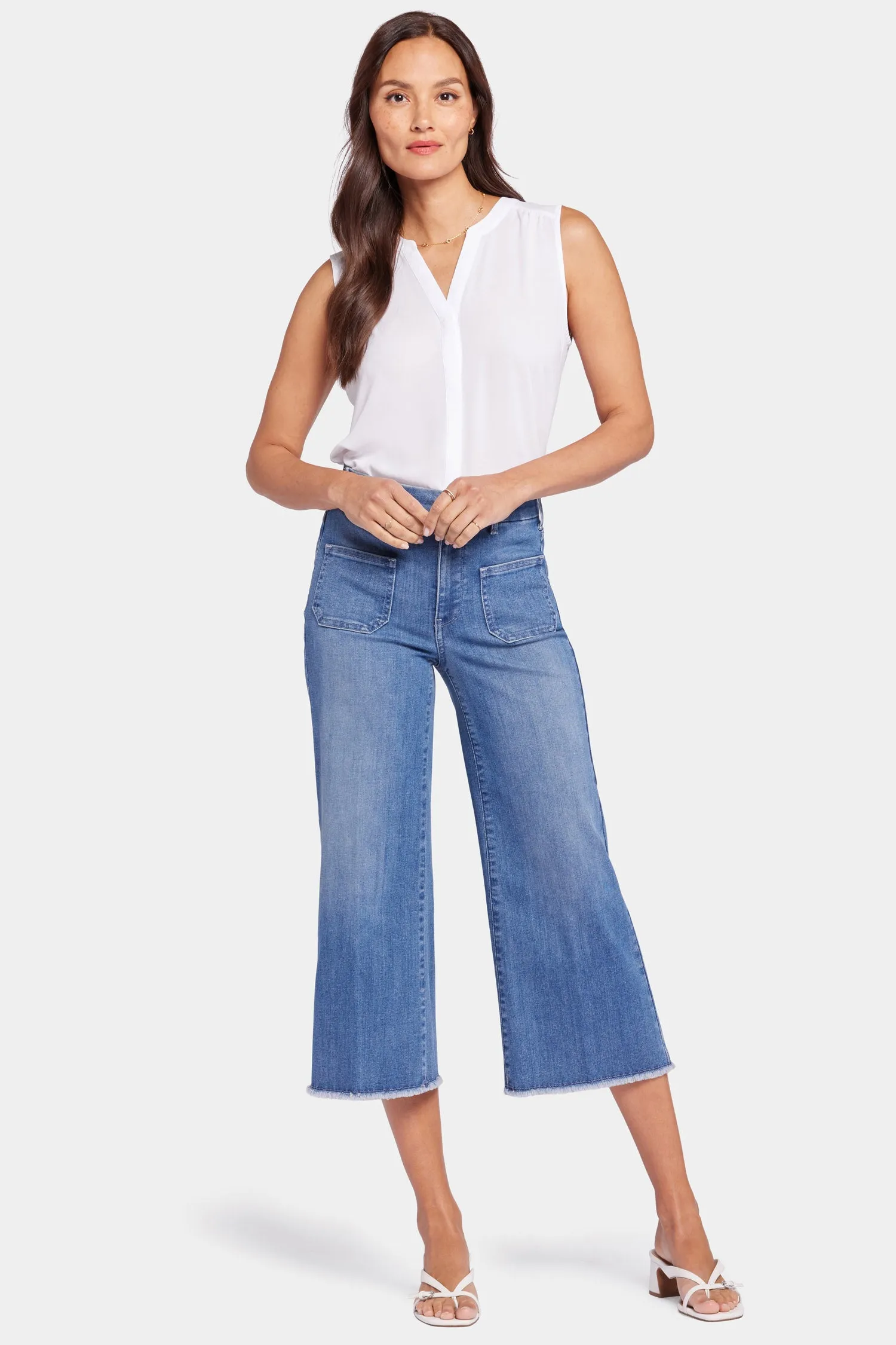 Patchie Wide Leg Capri Jeans - Compass