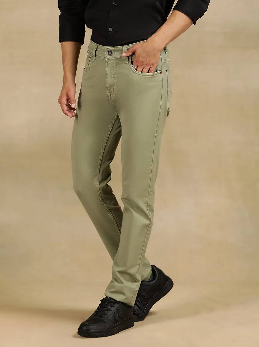 Pista Green Dobby Slim Fit Jeans | JadeBlue