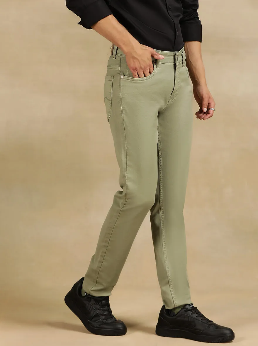 Pista Green Dobby Slim Fit Jeans | JadeBlue