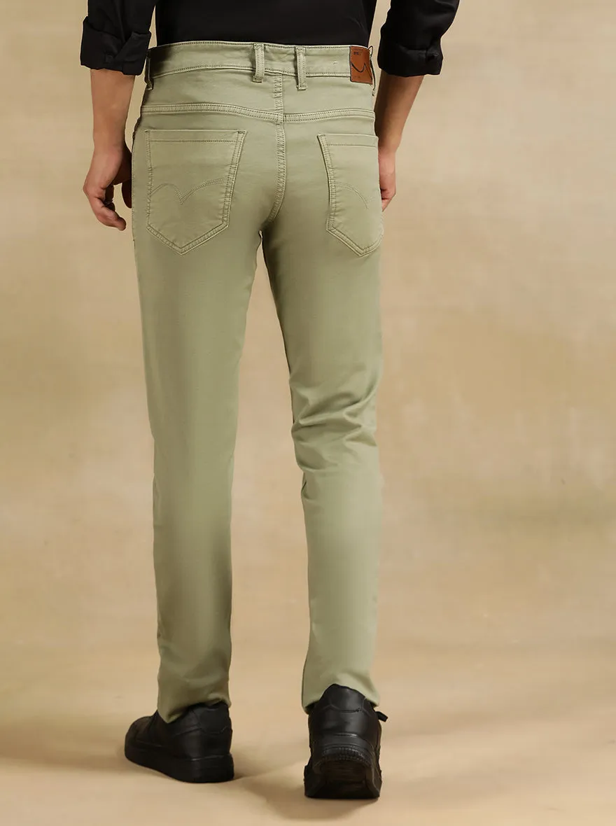 Pista Green Dobby Slim Fit Jeans | JadeBlue