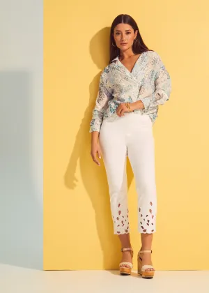 Pull-On Straight Crop Denim, White