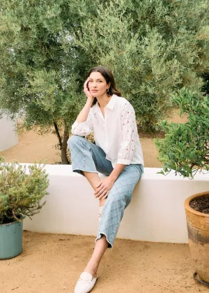 Pull-On Wide Crop Denim, Light Med