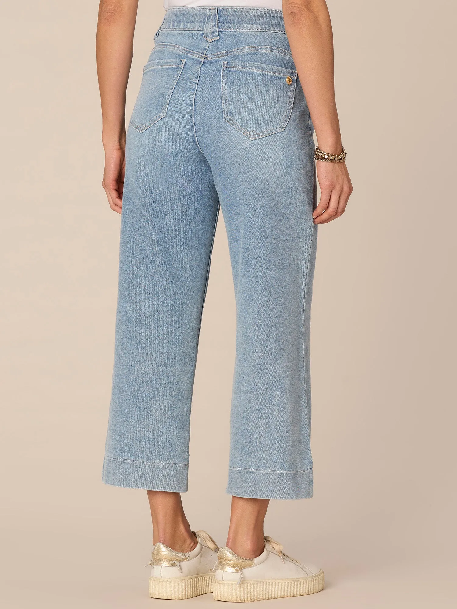 "Ab"solution High Rise Cropped Hem Plus Size Wide Leg Jeans