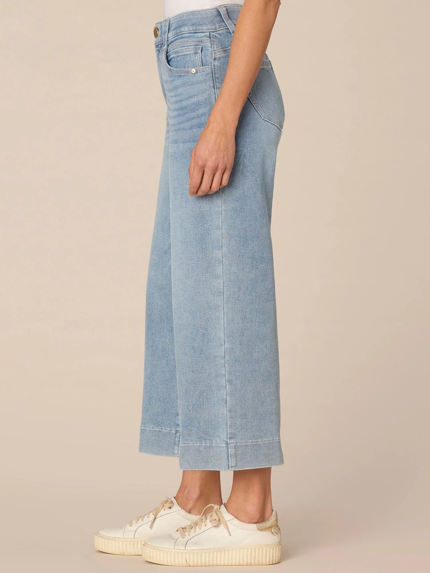 "Ab"solution High Rise Cropped Hem Plus Size Wide Leg Jeans
