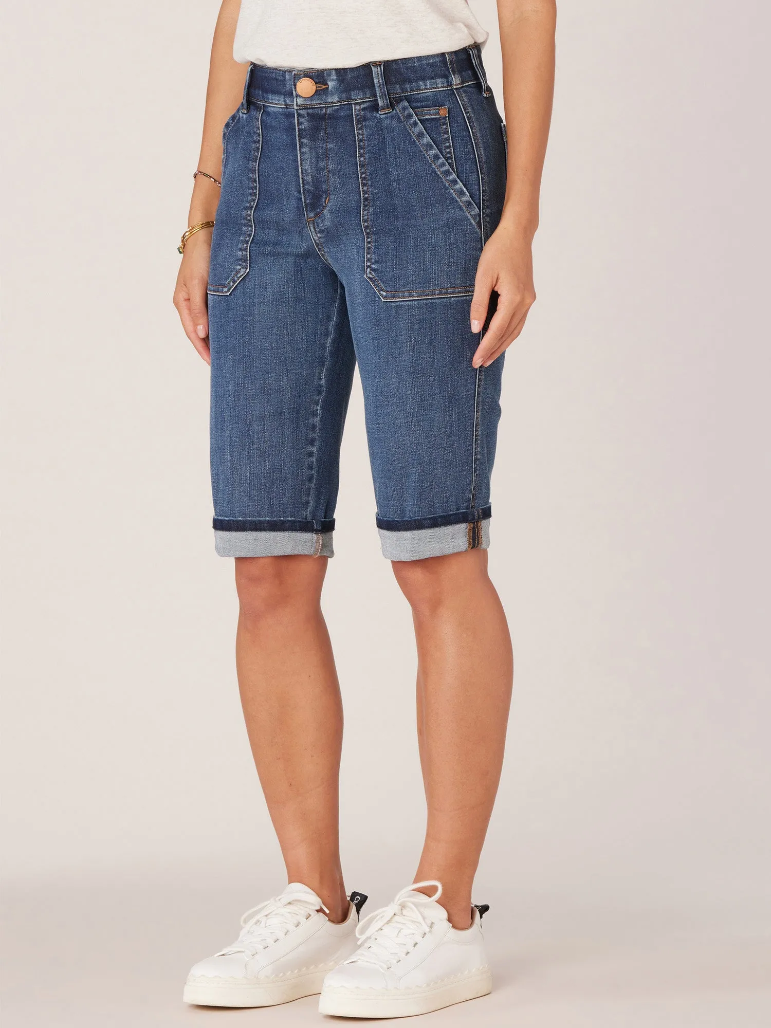 "Ab"solution High Rise Cuffed Hem Repreve Bermuda Short