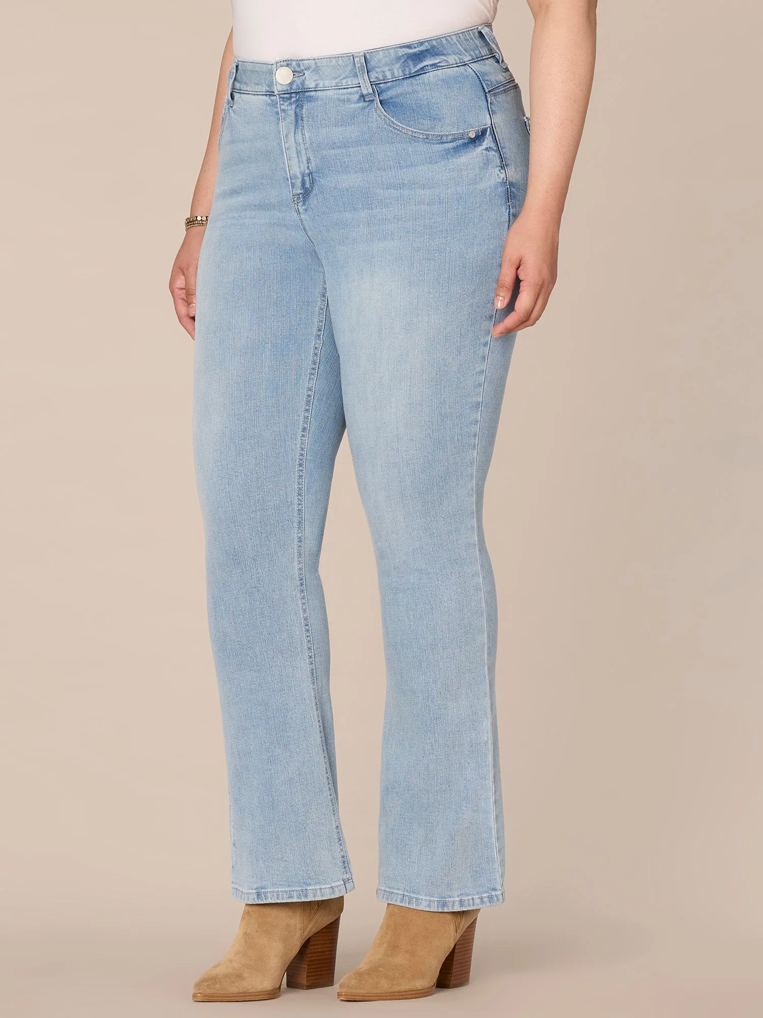 "Ab"solution High Rise Embroidered Itty Bitty Boot Plus Size Jeans