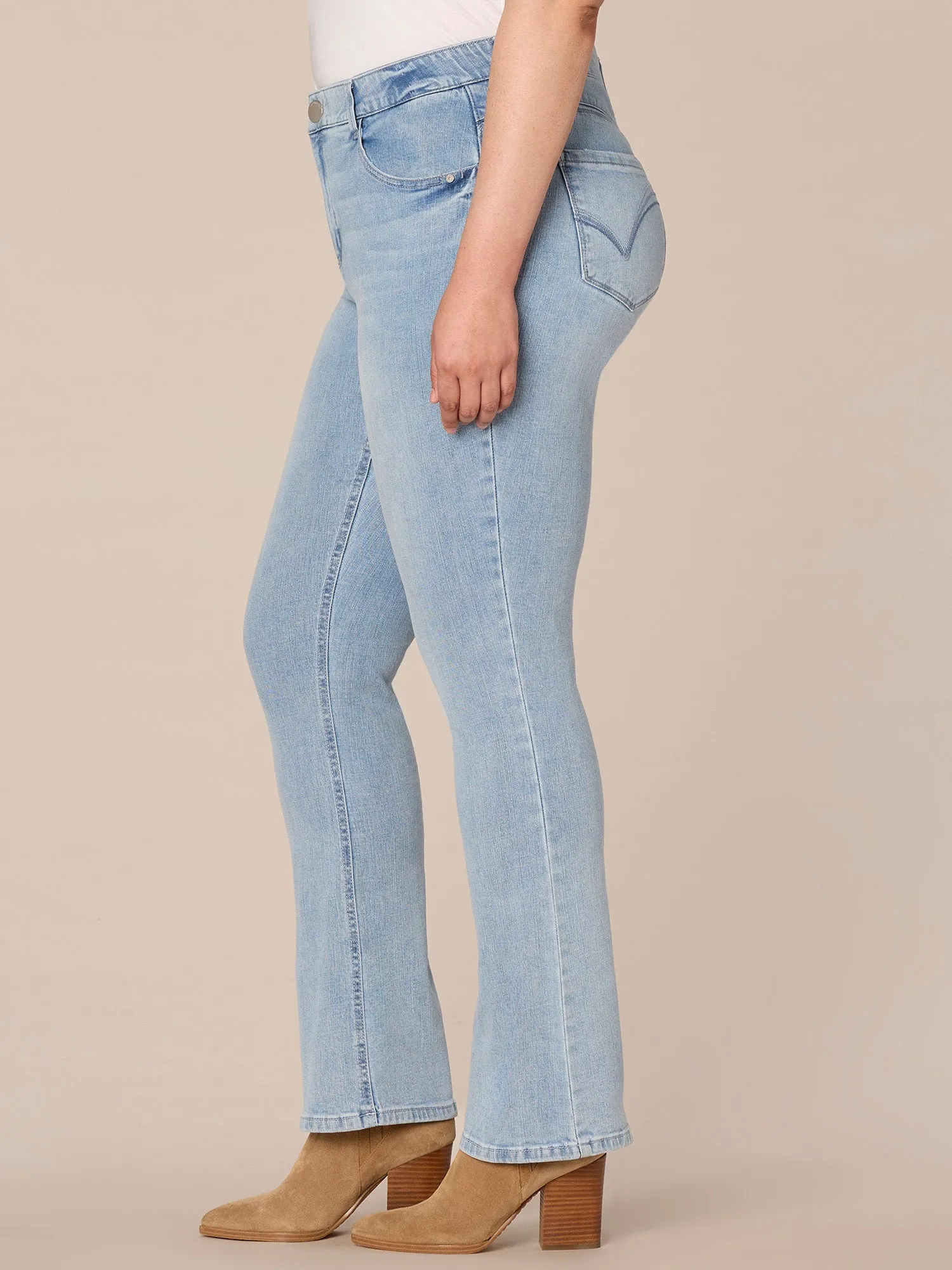 "Ab"solution High Rise Embroidered Itty Bitty Boot Plus Size Jeans