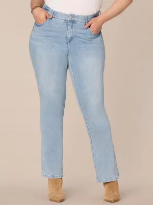 "Ab"solution High Rise Embroidered Itty Bitty Boot Plus Size Jeans