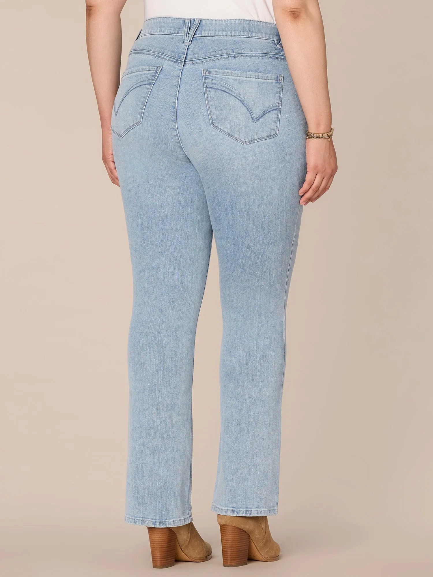 "Ab"solution High Rise Embroidered Itty Bitty Boot Plus Size Jeans