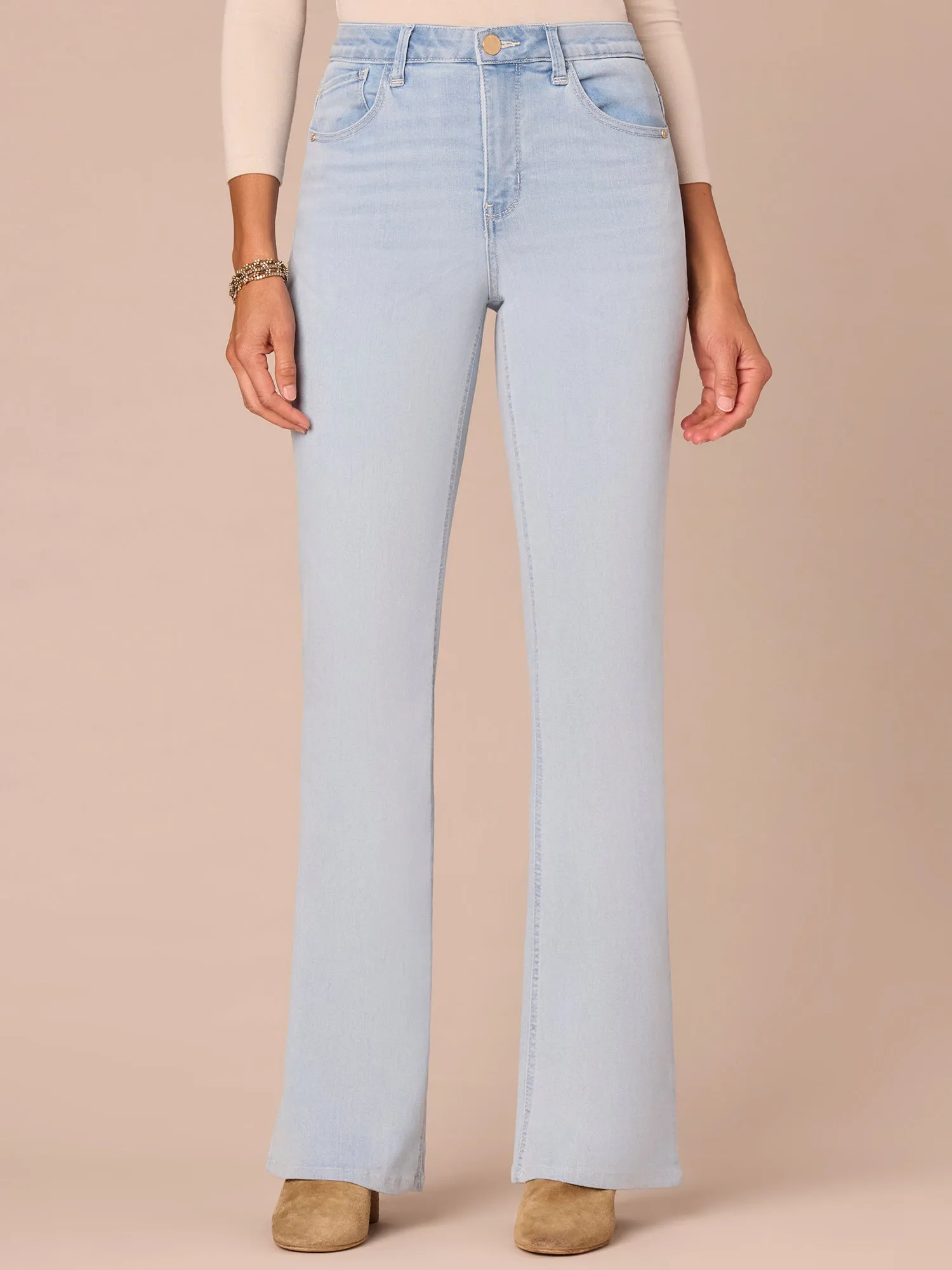 "Ab"solution High Rise Out There Flare Jeans with Whiskering Detail
