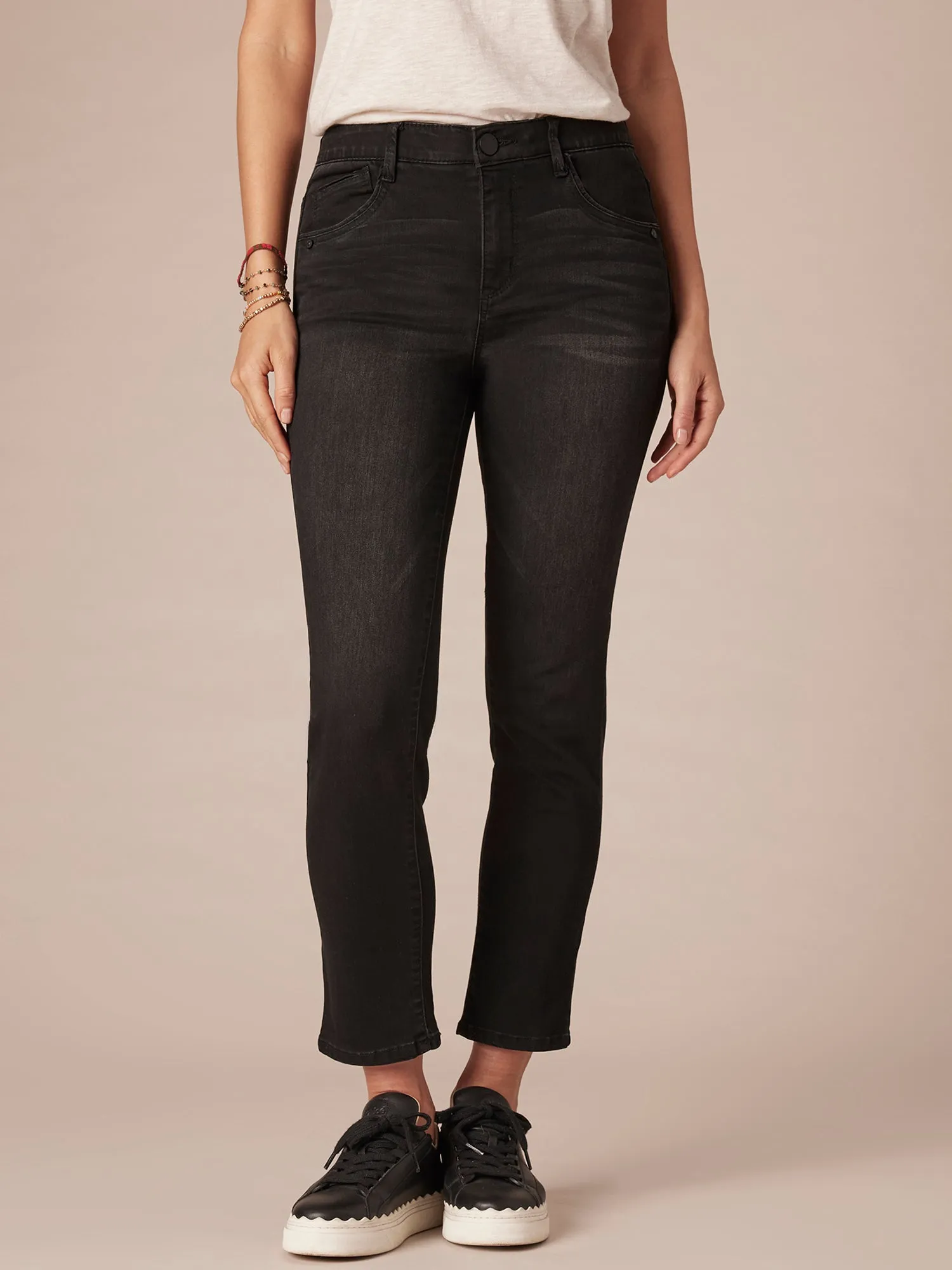"Ab"solution® High Rise Petite Black Denim Skinny Jeans
