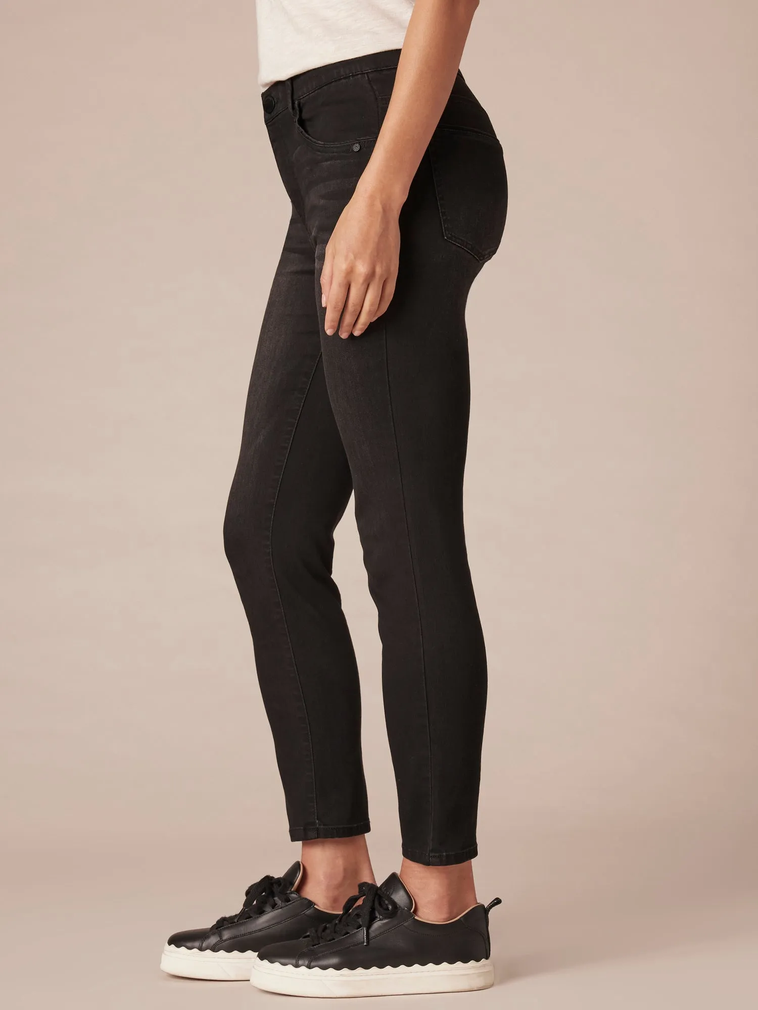 "Ab"solution® High Rise Petite Black Denim Skinny Jeans
