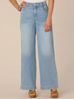 "Ab"solution High Rise Petite Wide Leg Jeans with Fading Detail