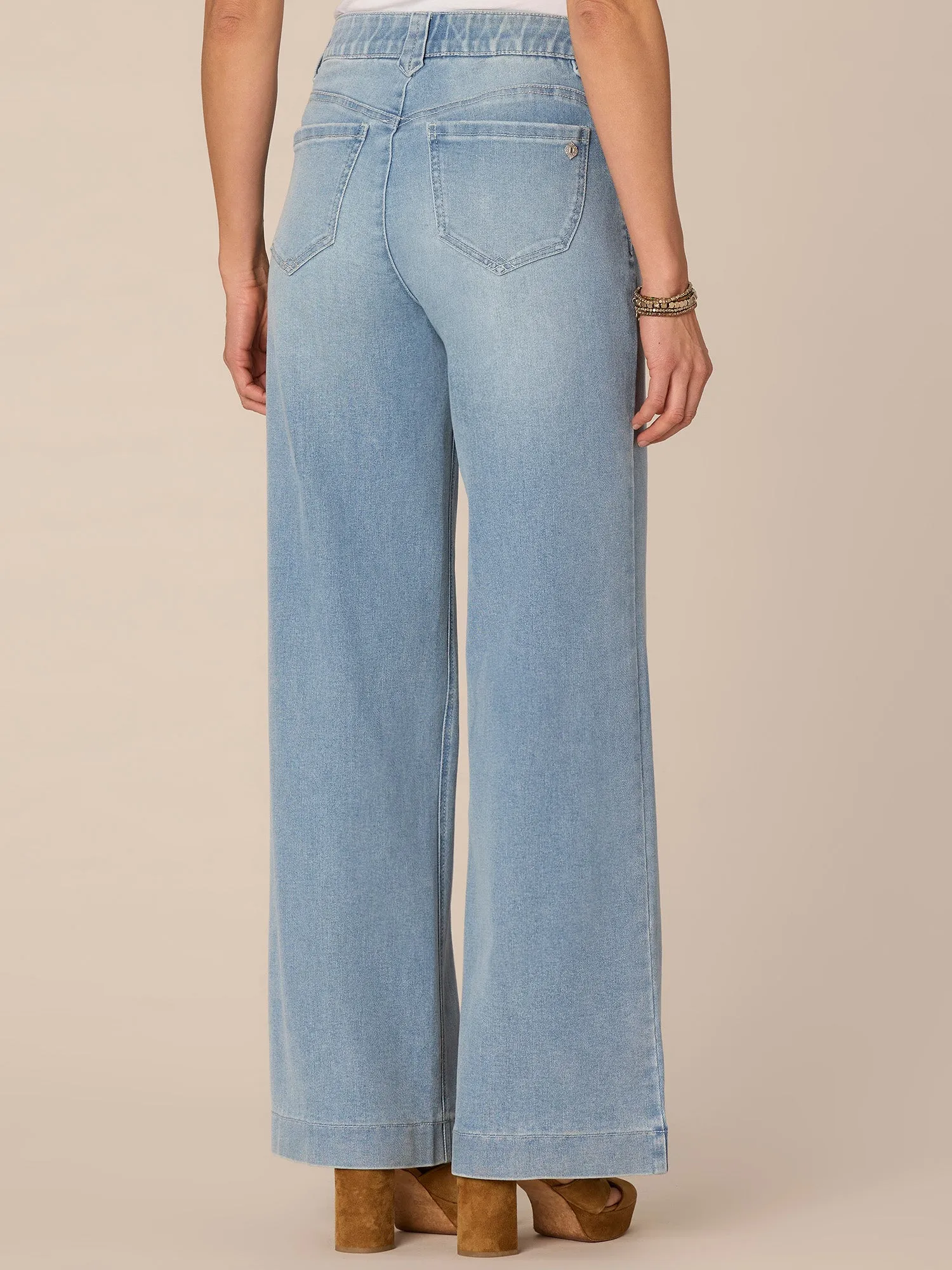 "Ab"solution High Rise Petite Wide Leg Jeans with Fading Detail