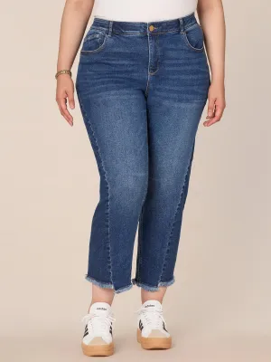 "Ab"solution High Rise Spliced Ankle Straight Leg Plus Size Jeans