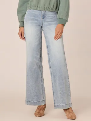 "Ab"solution High Rise Wide Leg Jeans with Subtle Fading Detail