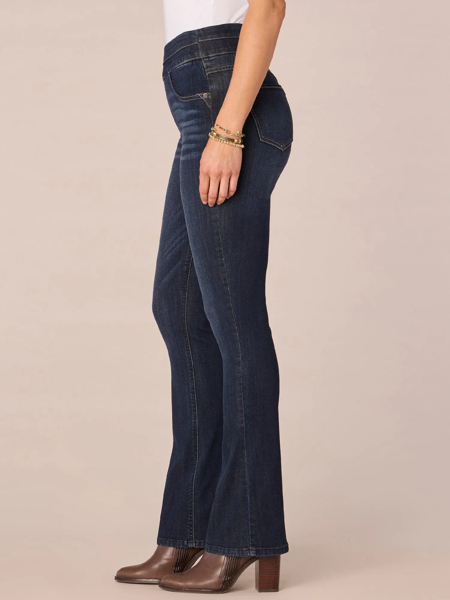 "Ab"solution Indigo High Rise Itty Bitty Boot Glider Jeans