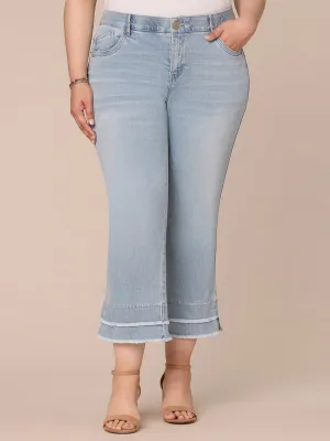 "Ab"solution Mid-Rise Double Layer Fray Hem Flare Plus Size Jeans