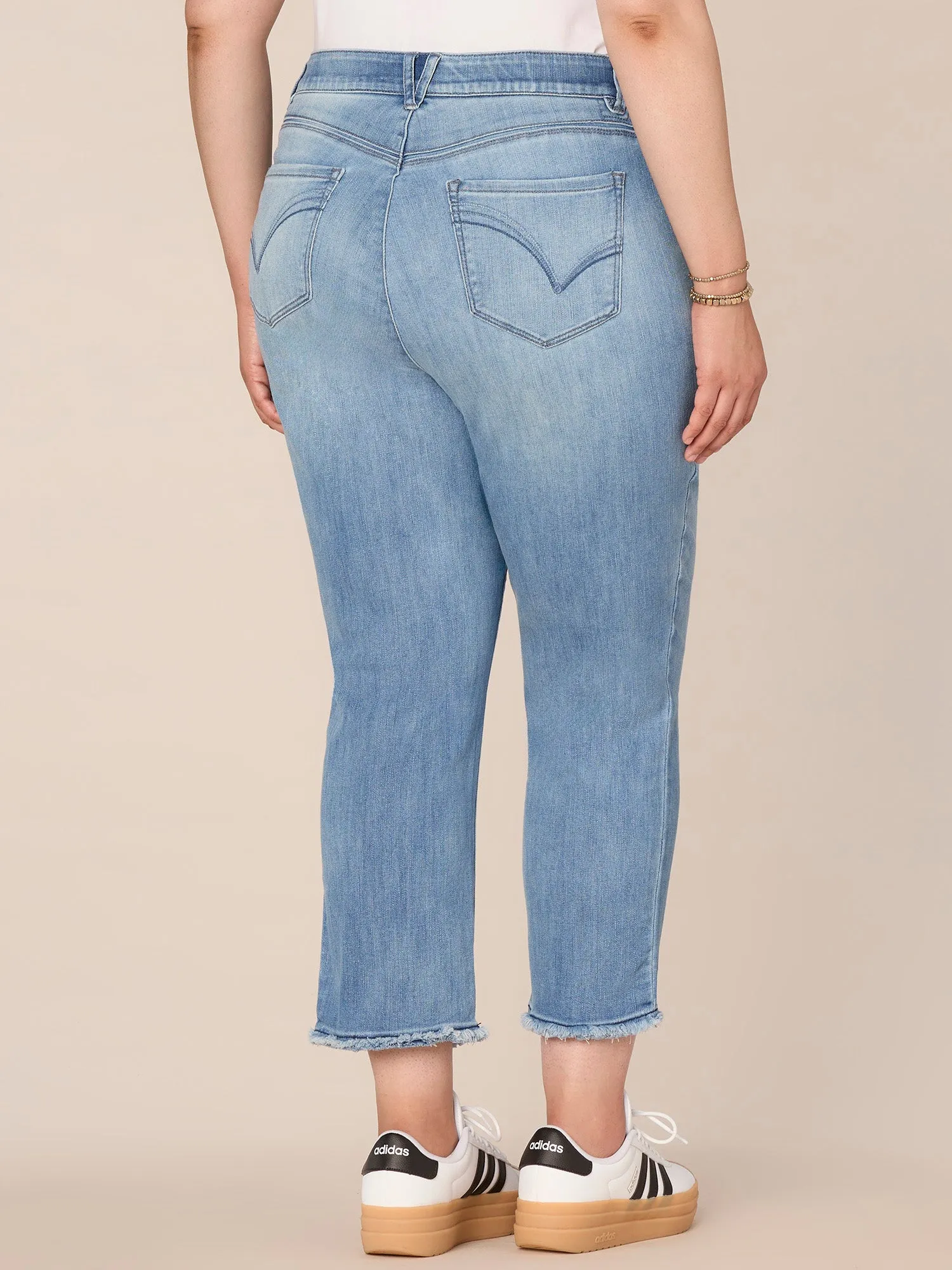 "Ab"solution Plus Size Cascading "D" Back Pocket Slim Straight Jean